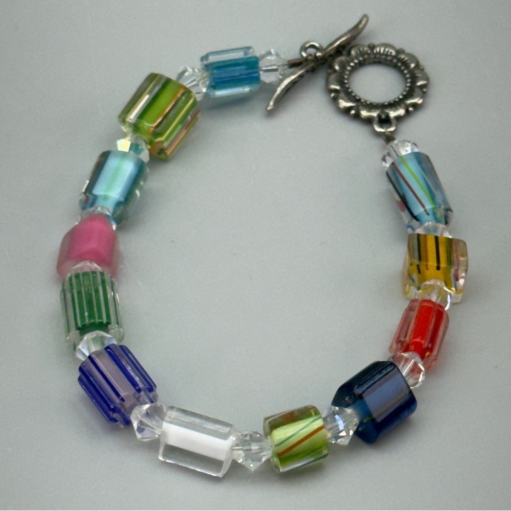 Artisan Made Furnace Glass and Crystal Bracelet